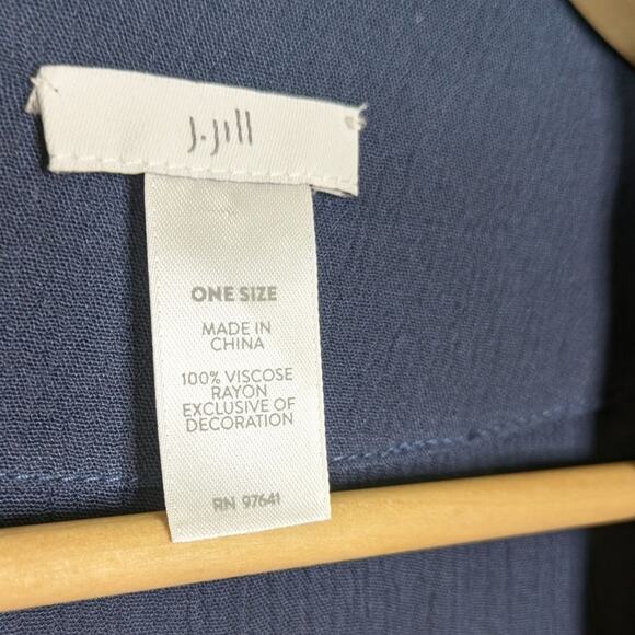 J. Jill Kimono One Size Open Front Gauze Cardigan Boho Geometric Embroidered Tri - Picture 6 of 12